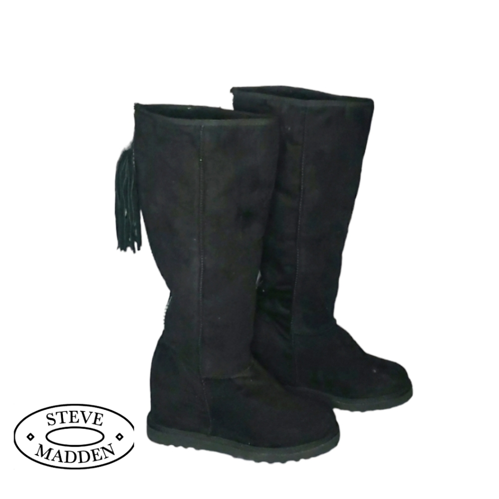 Madden Girl black faux fur lined boots
